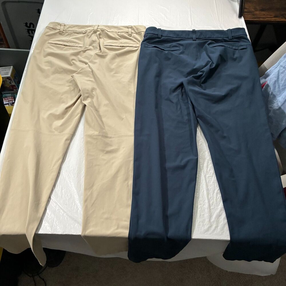 Lot of (2) 32 x 34 Lululemon Commission Pant Navy and Tan Preppy Classic Fit